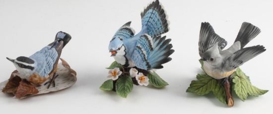 LENOX PORCELAIN BLUE JAY TITMOUSE & BIRD FIGURINES