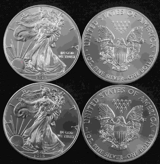 AMERICAN EAGLE 1 OZ SILVER COIN LOT OF 4 BU 2015