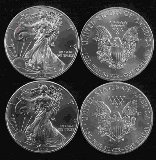 AMERICAN EAGLE 1 OZ SILVER COIN LOT OF 4 BU 2015