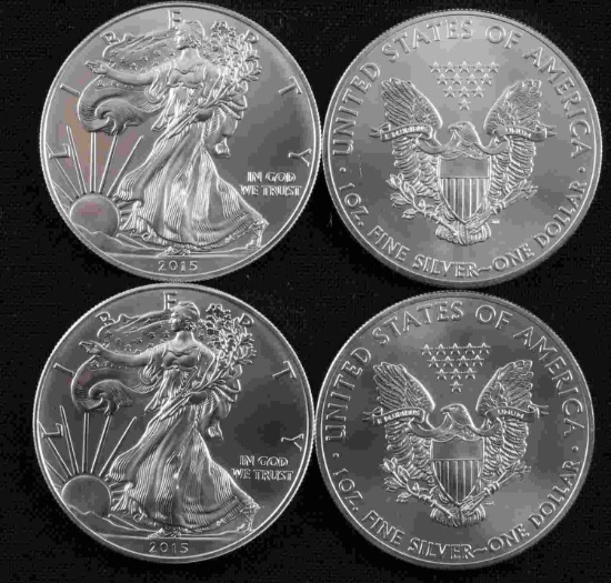 AMERICAN EAGLE 1 OZ SILVER COIN LOT OF 4 BU 2015