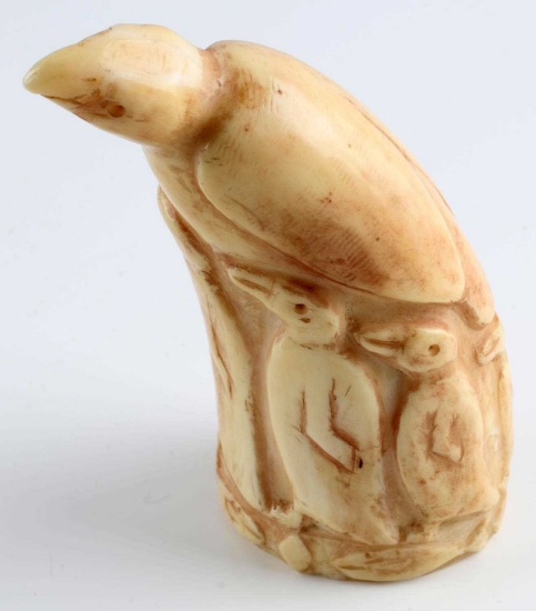 ANTIQUE ORCA TOOTH SCRIMSHAW PUFFIN PENGUINS