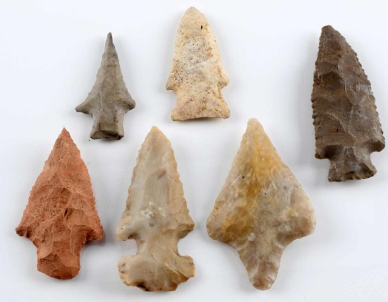 LOT OF 6 NATIVE AMERICAN FOUND ARROWHEAD ARTIFACTS