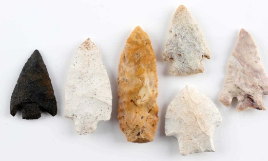 LOT OF 6 FLORIDA FOUND NATIVE AMERICAN ARROWHEADS
