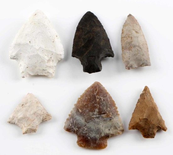 LOT OF 6 FLORIDA FOUND NATIVE AMERICAN ARROWHEADS
