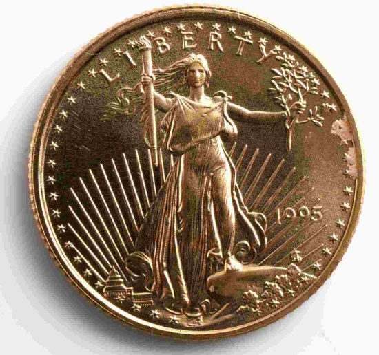 1995 GOLD 1/10 OZ AMERICAN EAGLE BU COIN