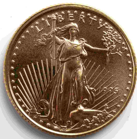1995 GOLD 1/10 OZ AMERICAN EAGLE BU COIN