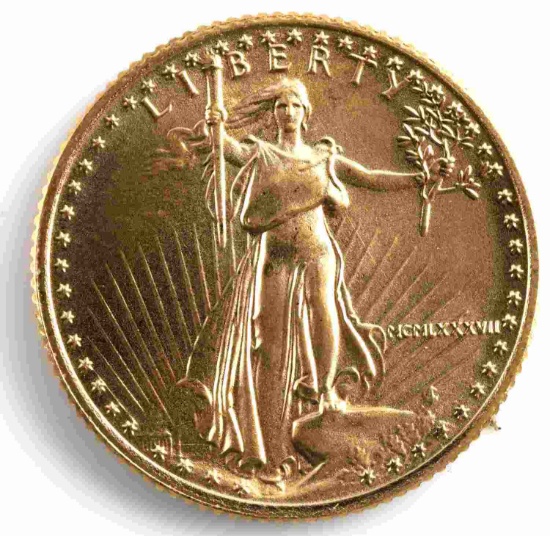 1987 GOLD 1/10 OZ AMERICAN EAGLE BU COIN