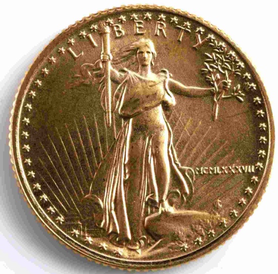 1987 GOLD 1/10 OZ AMERICAN EAGLE BU COIN