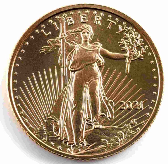 2021 GOLD 1/10 0Z AMERICAN EAGLE BU COIN