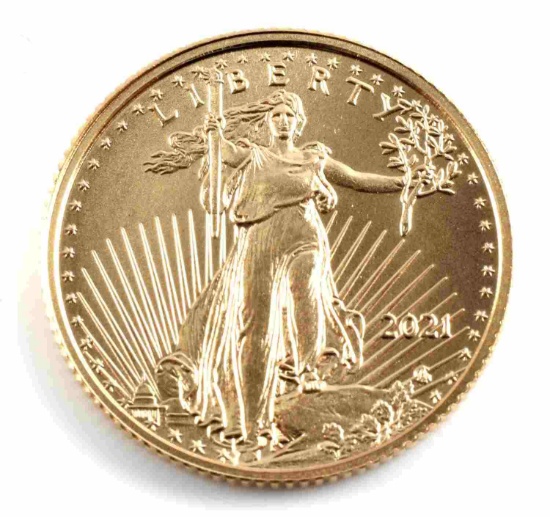 2021 GOLD 1/10 OZ AMERICAN EAGLE COIN BU