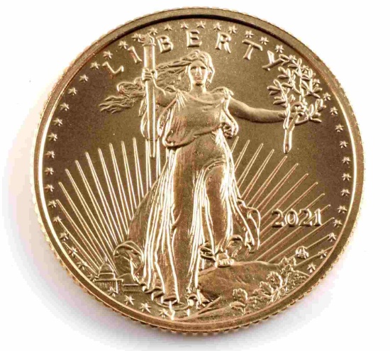 2021 GOLD 1/10 OZ AMERICAN EAGLE COIN BU