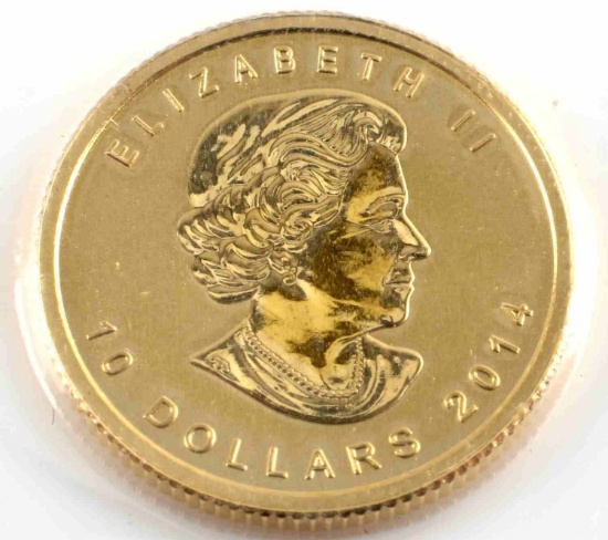2014 ARCTIC FOX CANADA 1/4 OZ GOLD BU COIN