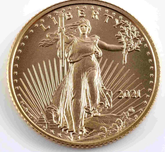 2021 GOLD 1/10 OZ AMERICAN EAGLE BU COIN