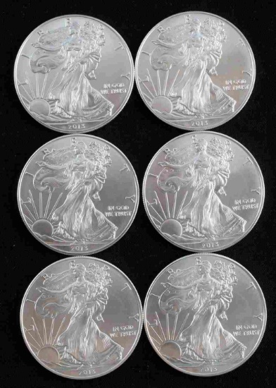 AMERICAN EAGLE SILVER DOLLAR COIN LOT OF 6
