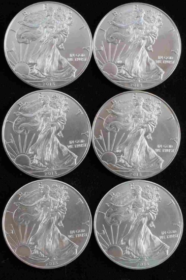 AMERICAN EAGLE SILVER DOLLAR COIN LOT OF 6