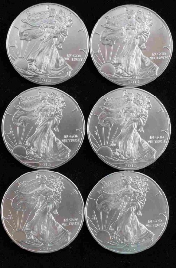 AMERICAN EAGLE SILVER DOLLAR COIN LOT OF 6