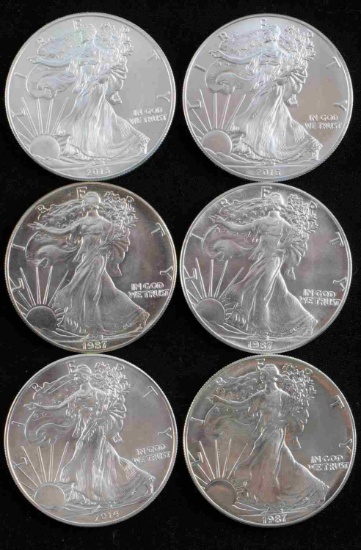 AMERICAN EAGLE SILVER DOLLAR COIN LOT OF 6