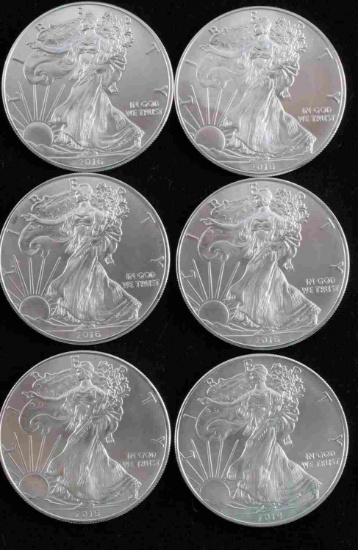 AMERICAN EAGLE SILVER DOLLAR COIN LOT OF 6
