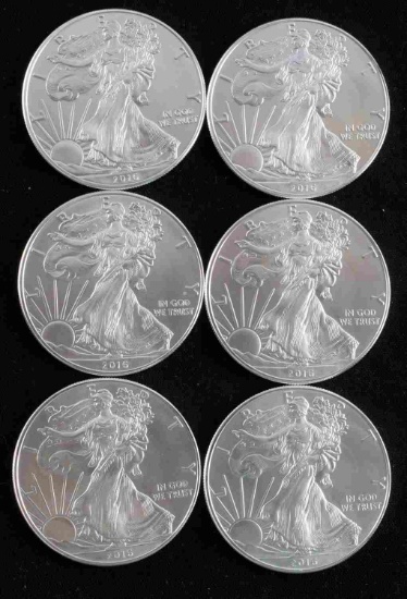 AMERICAN EAGLE SILVER DOLLAR COIN LOT OF 6