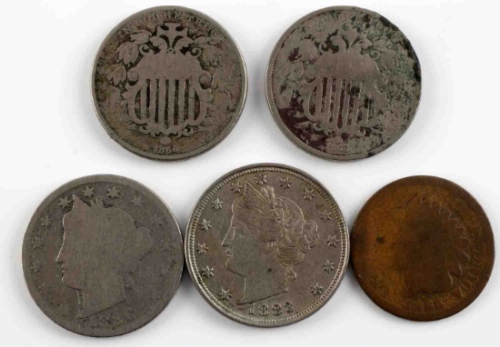 KEY DATE 1886 V NICKEL 1883 XF SHIELD INDIAN COIN
