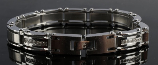 MENS DIAMOND BRACELET IN STAINLESS STEEL