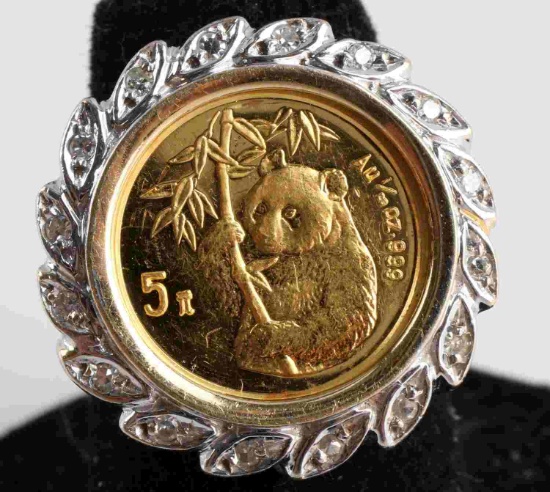 14KT GOLD 5 YUAN PANDA GOLD COIN & DIAMOND RING