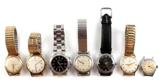 LOT OF 7 OMEGA SEIKO BULOVA GOLD WRIST WATCHES