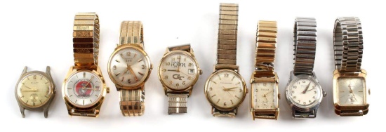 LOT OF 8 USMC BENRUS BULOVA GOLD WRIST WATCHES