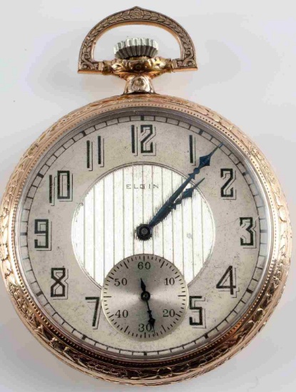 ANTIQUE ELGIN POCKET WATCH 1922 GOLD FILL ART DECO