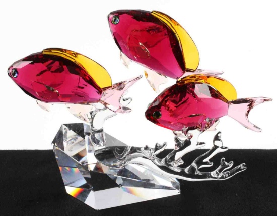 SWAROVSKI CRYSTAL ANTHIAS FISH TRIO FIGURINE