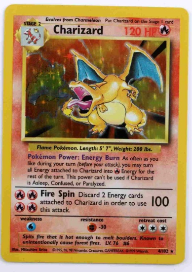 1999 GAMEFREAK HOLOGRAPHIC CHARIZARD POKEMON CARD