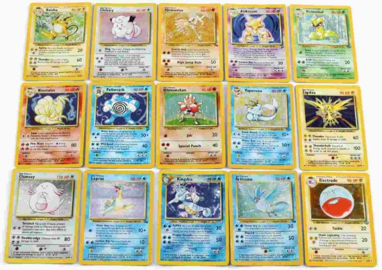 LOT OF 15 1999 HOLOGRAPHIC BASE SET POKEMON CARDS