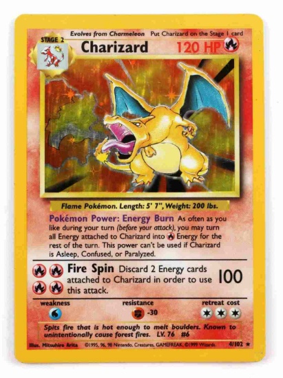 1999 GAMEFREAK HOLOGRAPHIC CHARIZARD POKEMON CARD
