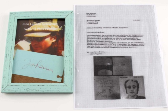 1975 JOHN LENNON AUTOGRAPHED CLIP OF PAPER