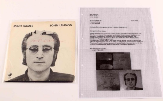 JOHN LENNON AUTOGRAPHED MIND GAME RECORD