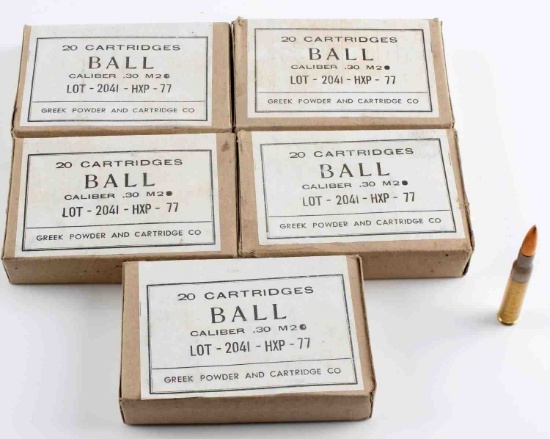 100 ROUNDS M-2 BALL 30 CALIBER M-1 GARAND AMMO