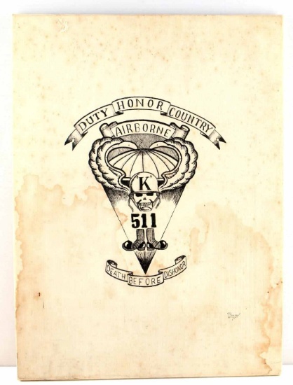 US 511TH PIR AIRBORNE SIGNED PATCH PATTERN