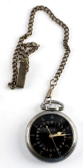 WWII ERA HAMILTON AN 5740 POCKET WATCH WITH CHAIN