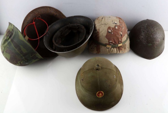 WWI WWI VIETNAM DESERT STORM MILITARY HELMET LOT