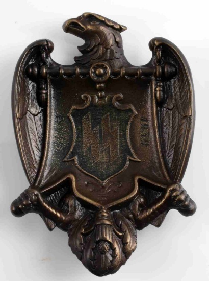 WWII GERMAN WAFFEN SS ADOLF HITLER BRASS ASH TRAY