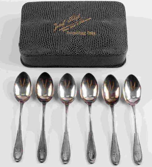 CASED EVA BRAUN 90 SILVER TEASPOON SET OF 6