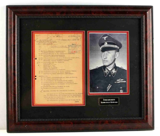 WWII GERMAN REICH DOCUMENT SIGNED BY HEYDRICH