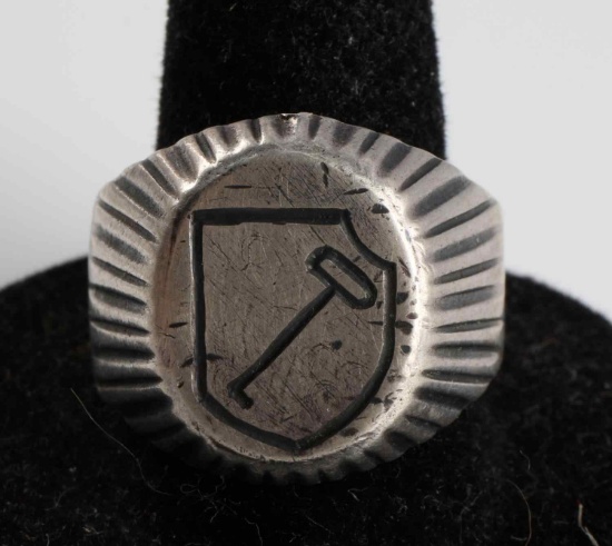 WWII GERMAN WAFFEN SS SILVER ADOLF HITLER RING
