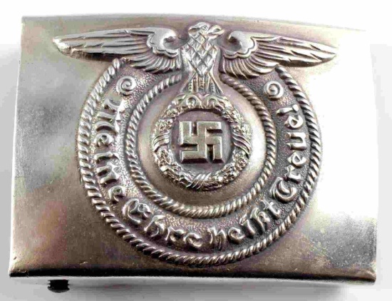 WWII GERMAN REICH SS BELT BUCKLE ALPACA SILVER