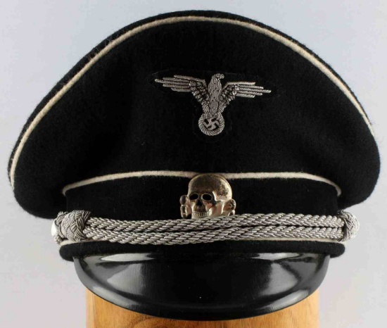WWII GERMAN ALLGEMEINE SS OFFICERS VISOR CAP