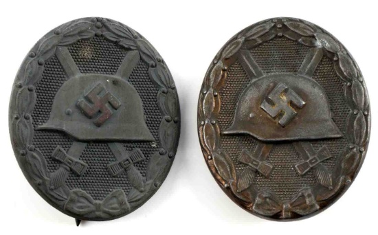 2 WWII GERMAN THIRD REICH ZINC WOUND BADGES