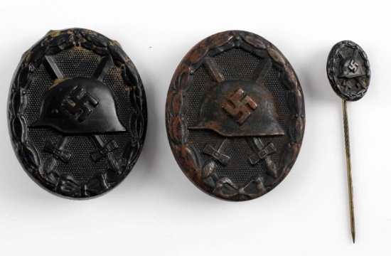 WWII GERMAN REICH COMBAT WOUND BADGES & STICK PIN