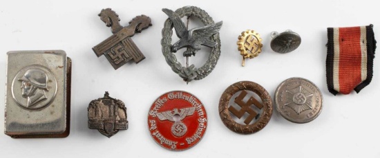 9 WWII GERMAN THIRD REICH LUFTWAFFE PINS & BADGES