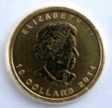 2014 CANADIAN ARTIC FOX 1/4 OZ GOLD COIN BU .999