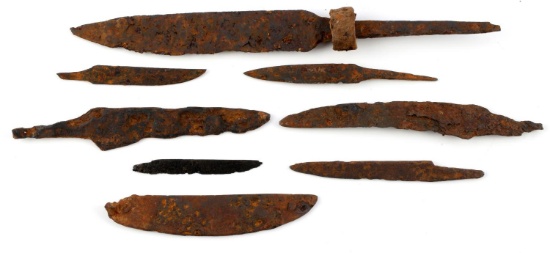 8 IRON AGE VIKING DAGGER AND KNIFE BLADE LOT